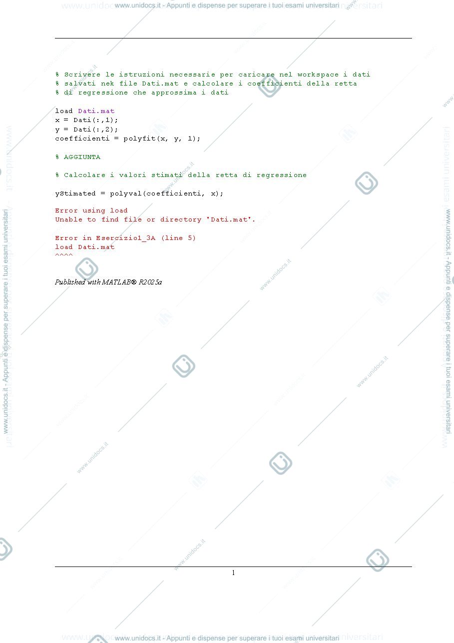 Anteprima pagina 1 — Esercizo 3 di matlab 13 07 2021