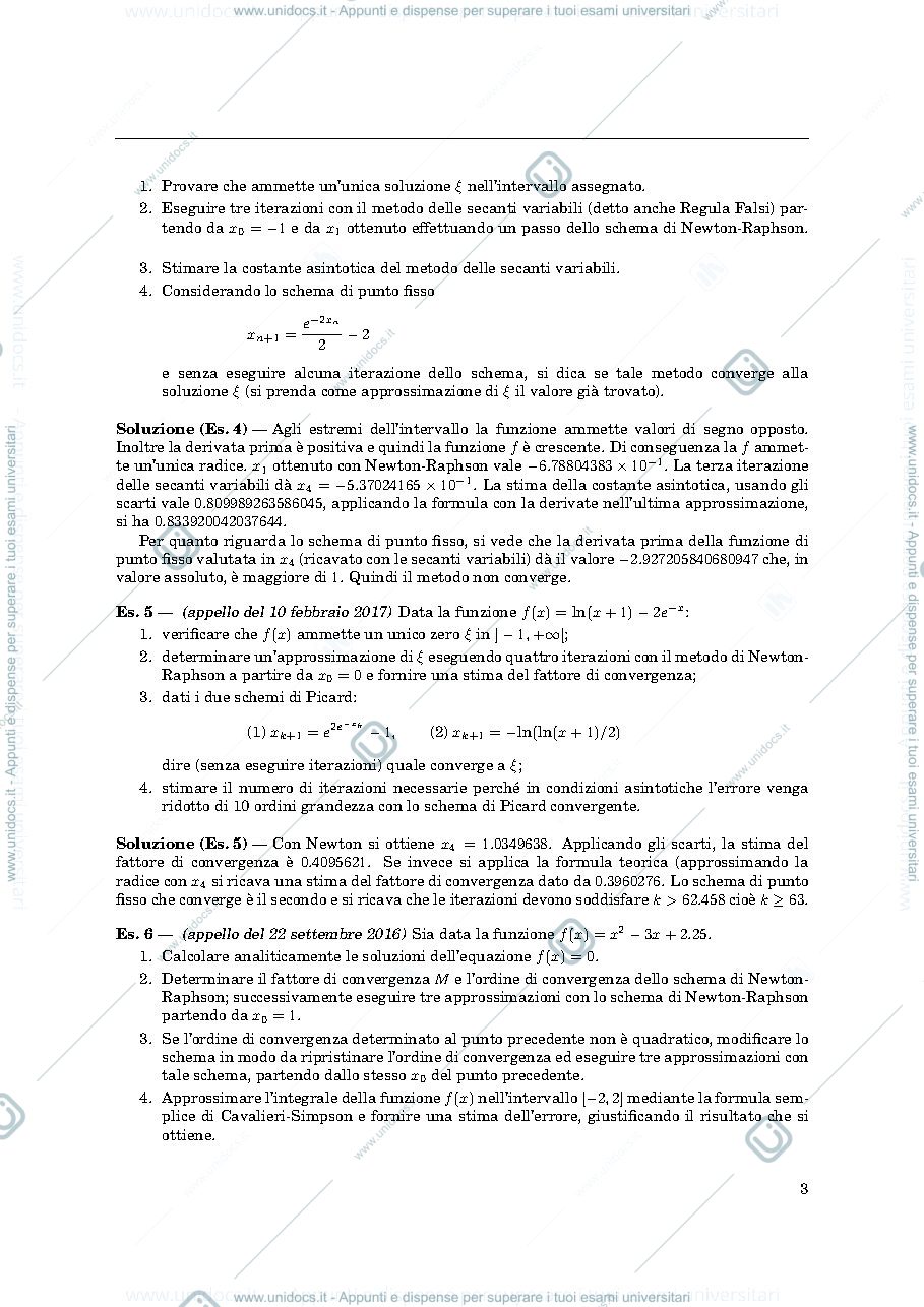 Anteprima pagina 3 — Raccolta esercizi calcolo numerico