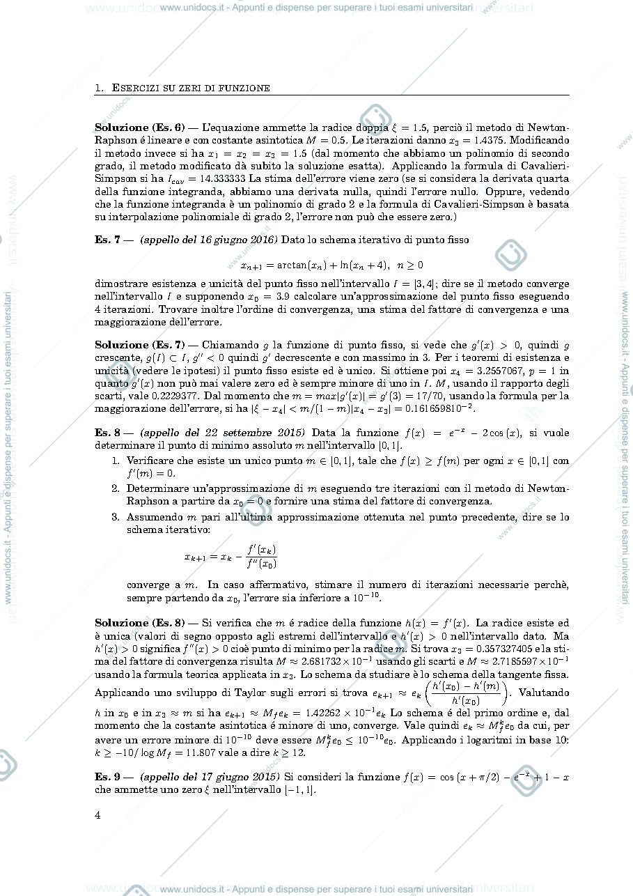 Anteprima pagina 4 — Raccolta esercizi calcolo numerico