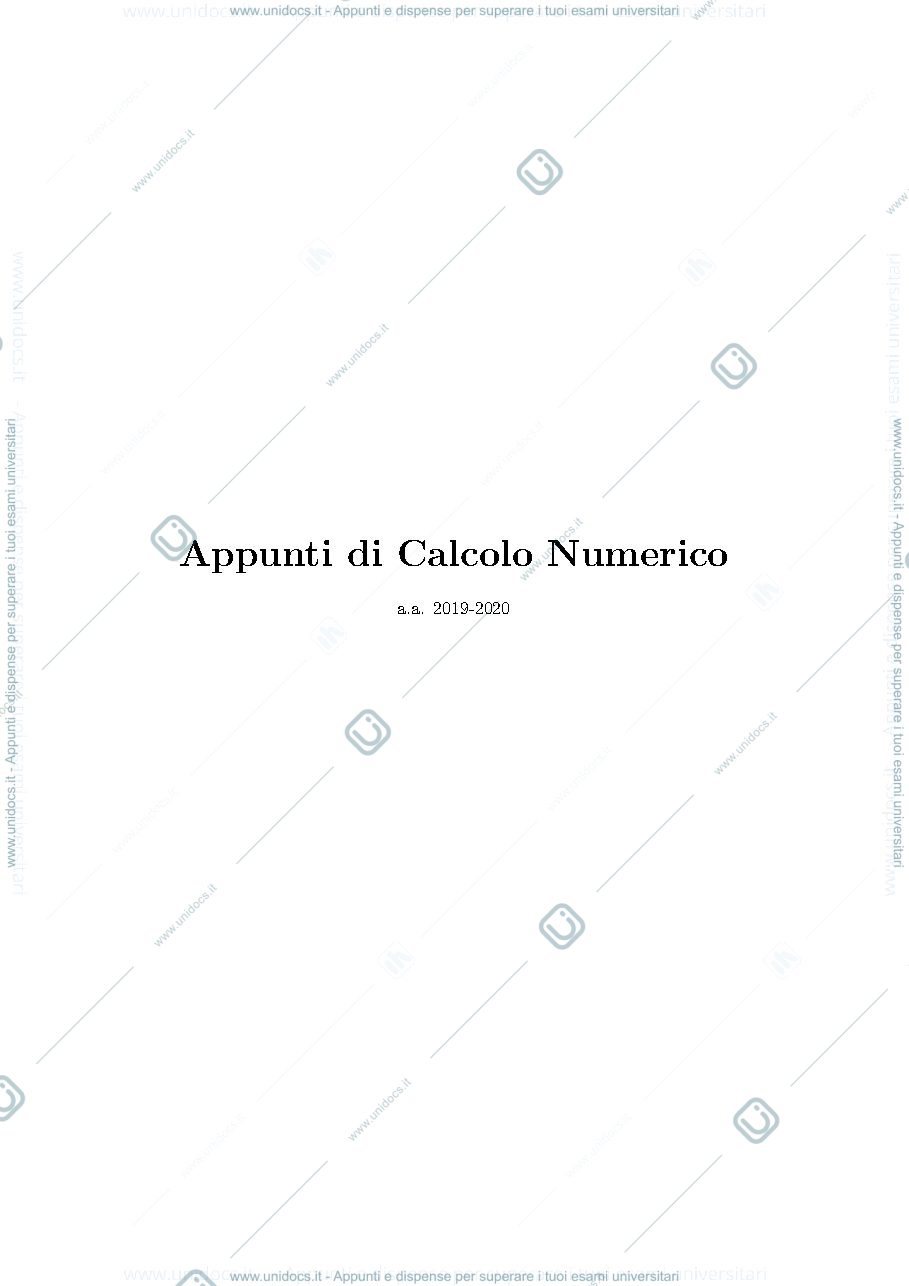 Anteprima pagina 1 — Dispense di Calcolo Numerico