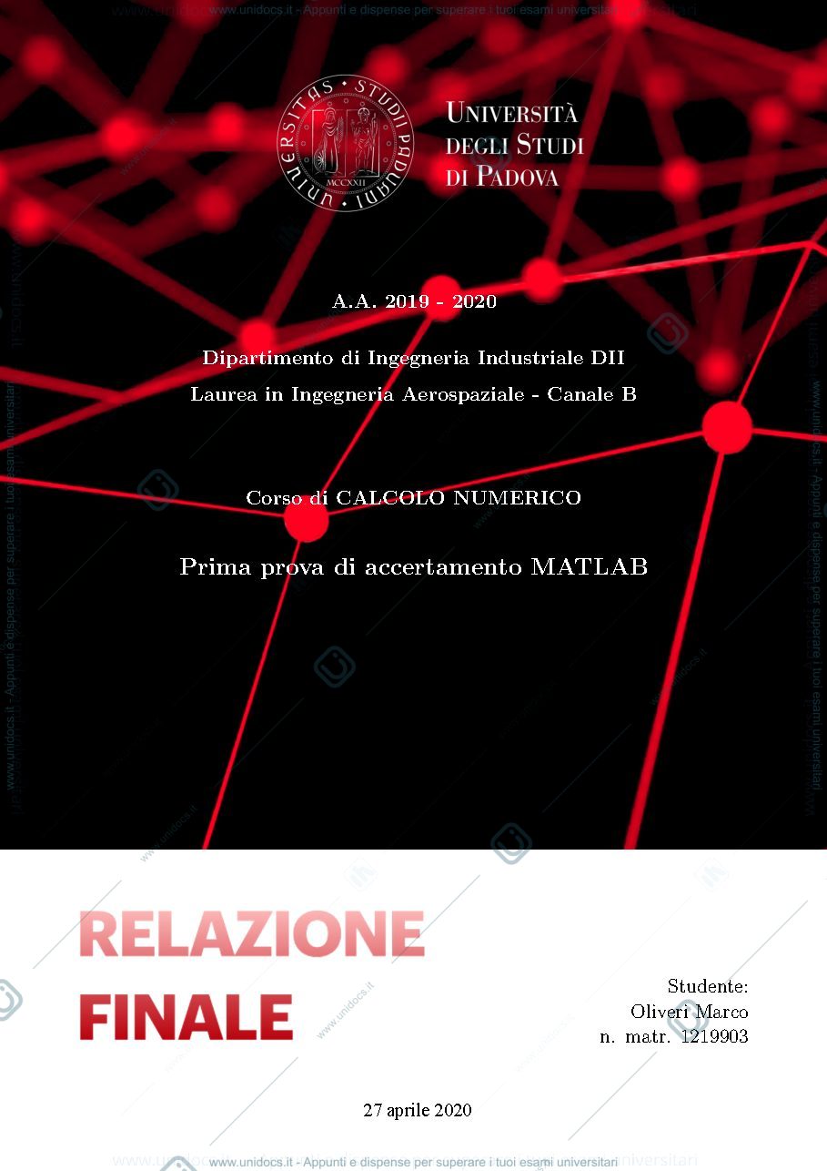 Anteprima pagina 1 — Esercizi Matlab