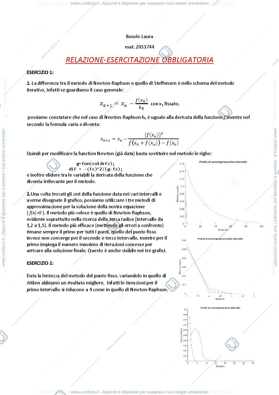 Anteprima pagina 1 — Esercitazione Obbligatoria Bergamaschi Matlab