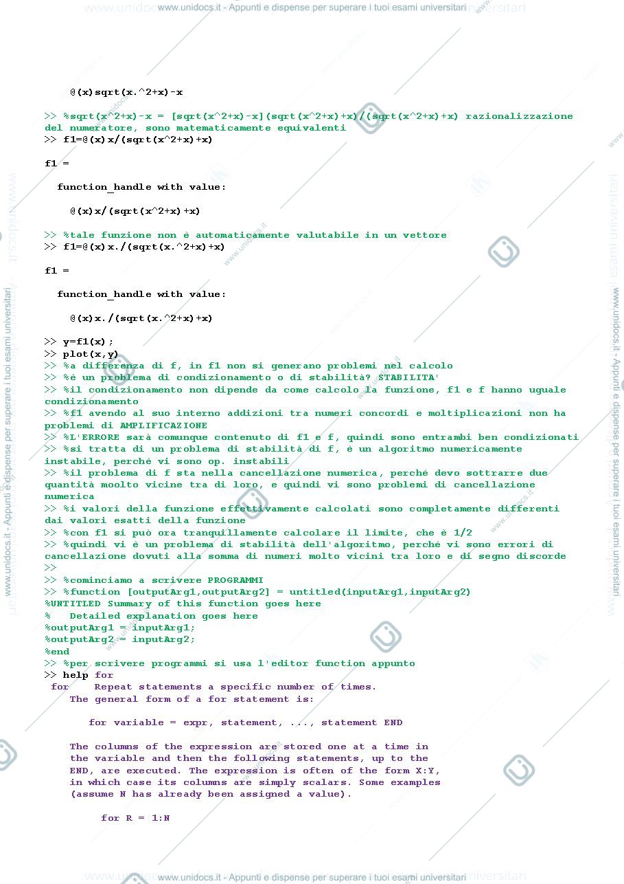 Anteprima pagina 3 — Esercitazioni di Calcolo Numerico (MATLAB)
