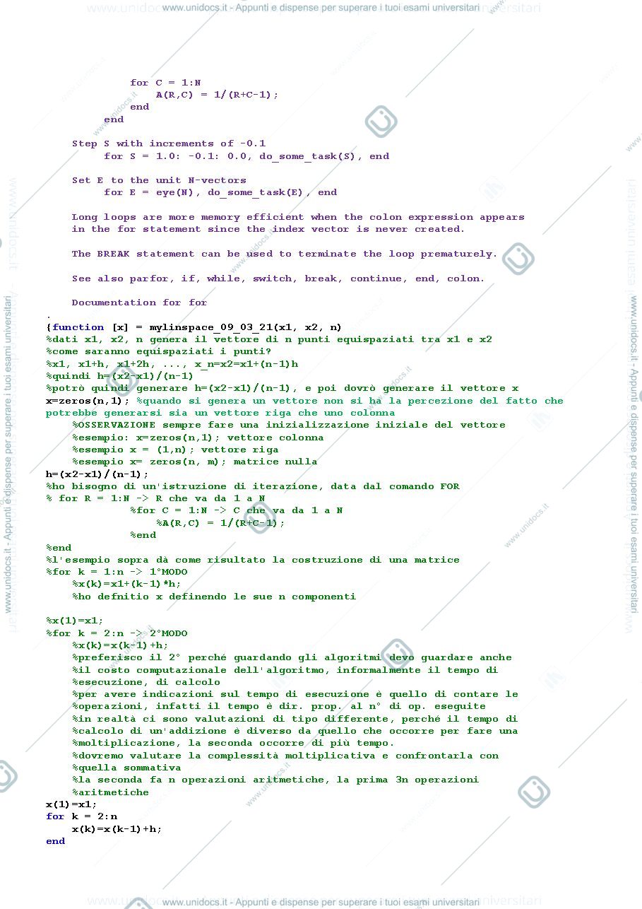 Anteprima pagina 4 — Esercitazioni di Calcolo Numerico (MATLAB)