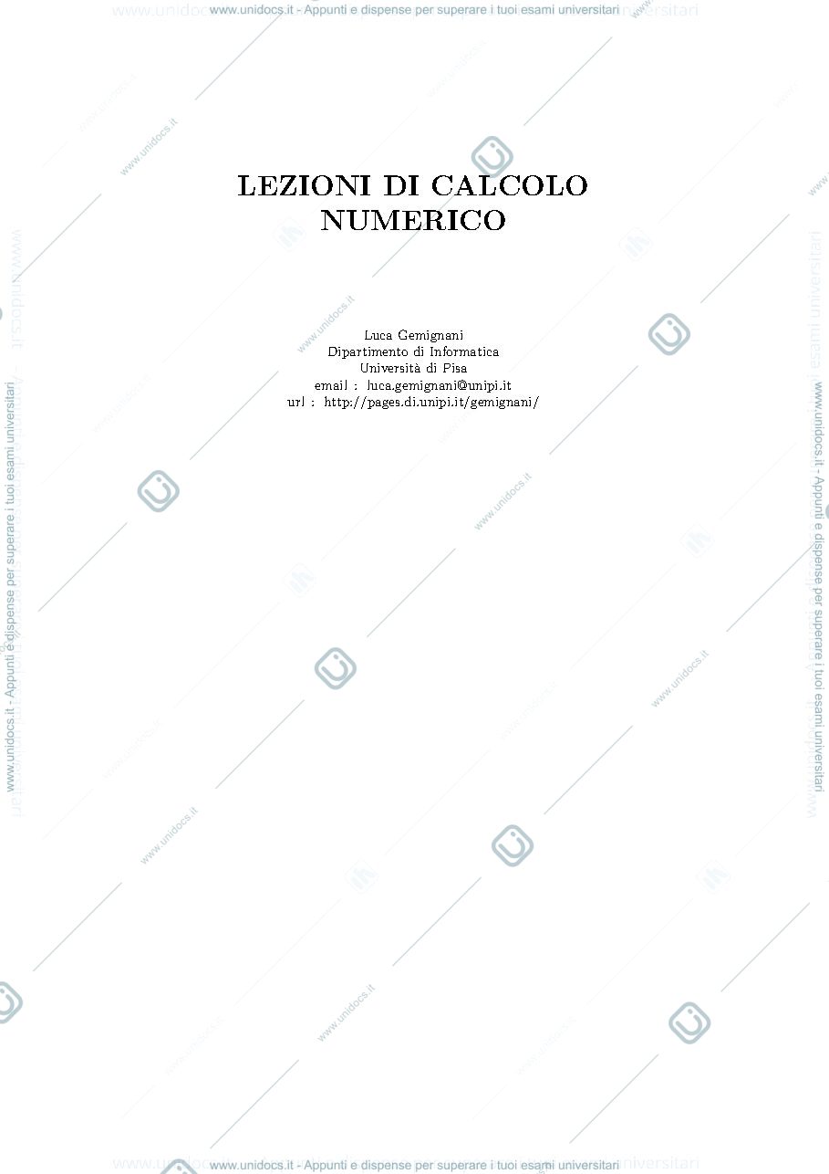 Anteprima pagina 1 — LEZIONI DI CALCOLO NUMERICO