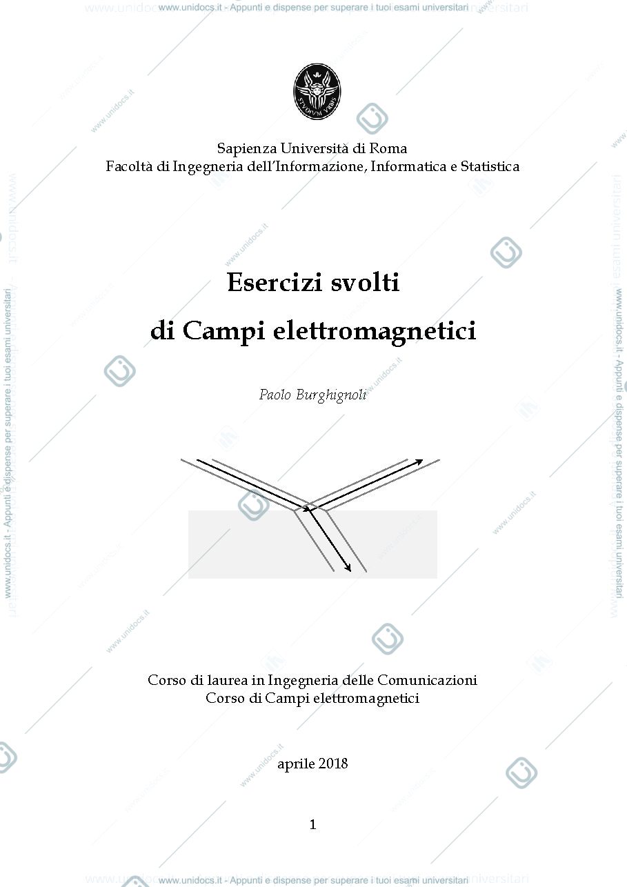 Anteprima pagina 1 — Esercizi campi elettromagnetici 