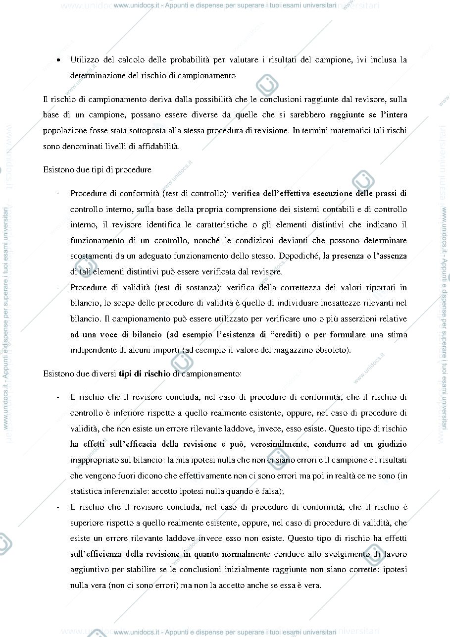 Anteprima pagina 2 — Appunti di Campionamento per l'Audit