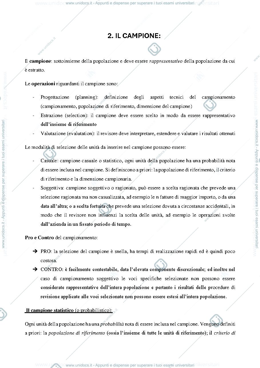 Anteprima pagina 4 — Appunti di Campionamento per l'Audit