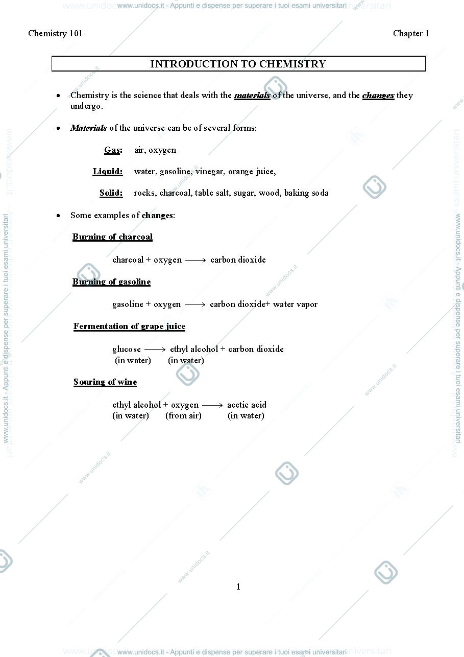 Anteprima pagina 1 —  chemistry intro summary