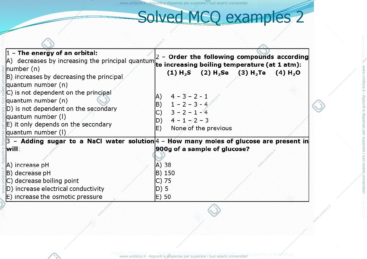 Anteprima pagina 1 — Solved MCQ exam example 2