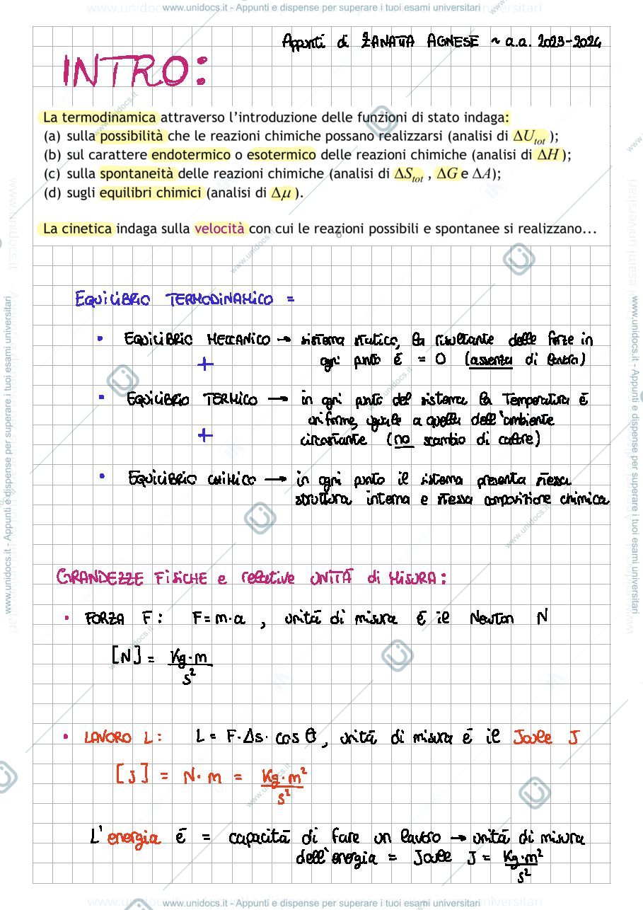 Anteprima pagina 1 — Chimica Fisica e cinetica