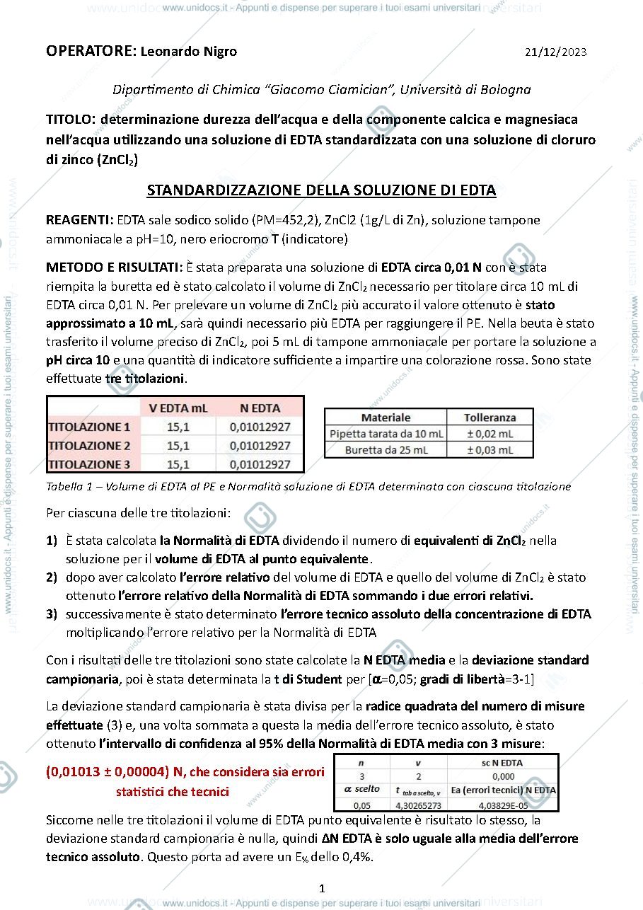Anteprima pagina 1 — Relazione Esperienza 3 lab di Analitica 2