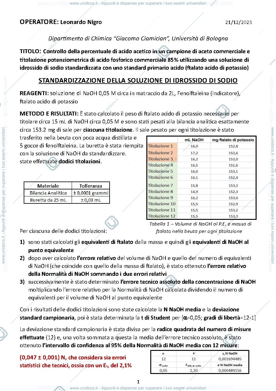 Anteprima pagina 1 — Relazione Esperienze 1 e 2 lab di Analitica 2