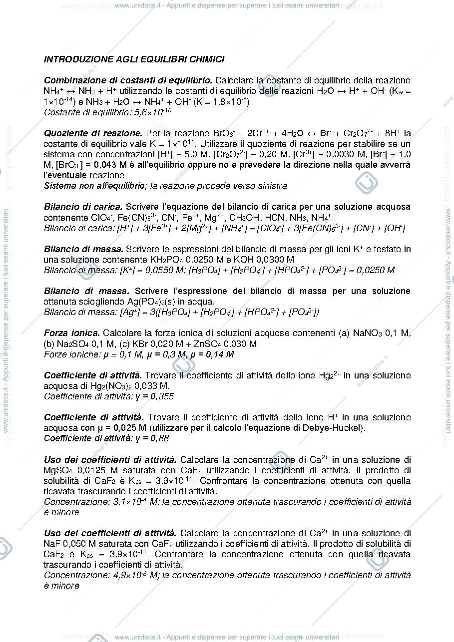 Anteprima pagina 1 — INTRODUZIONE AGLI EQUILIBRI CHIMICI