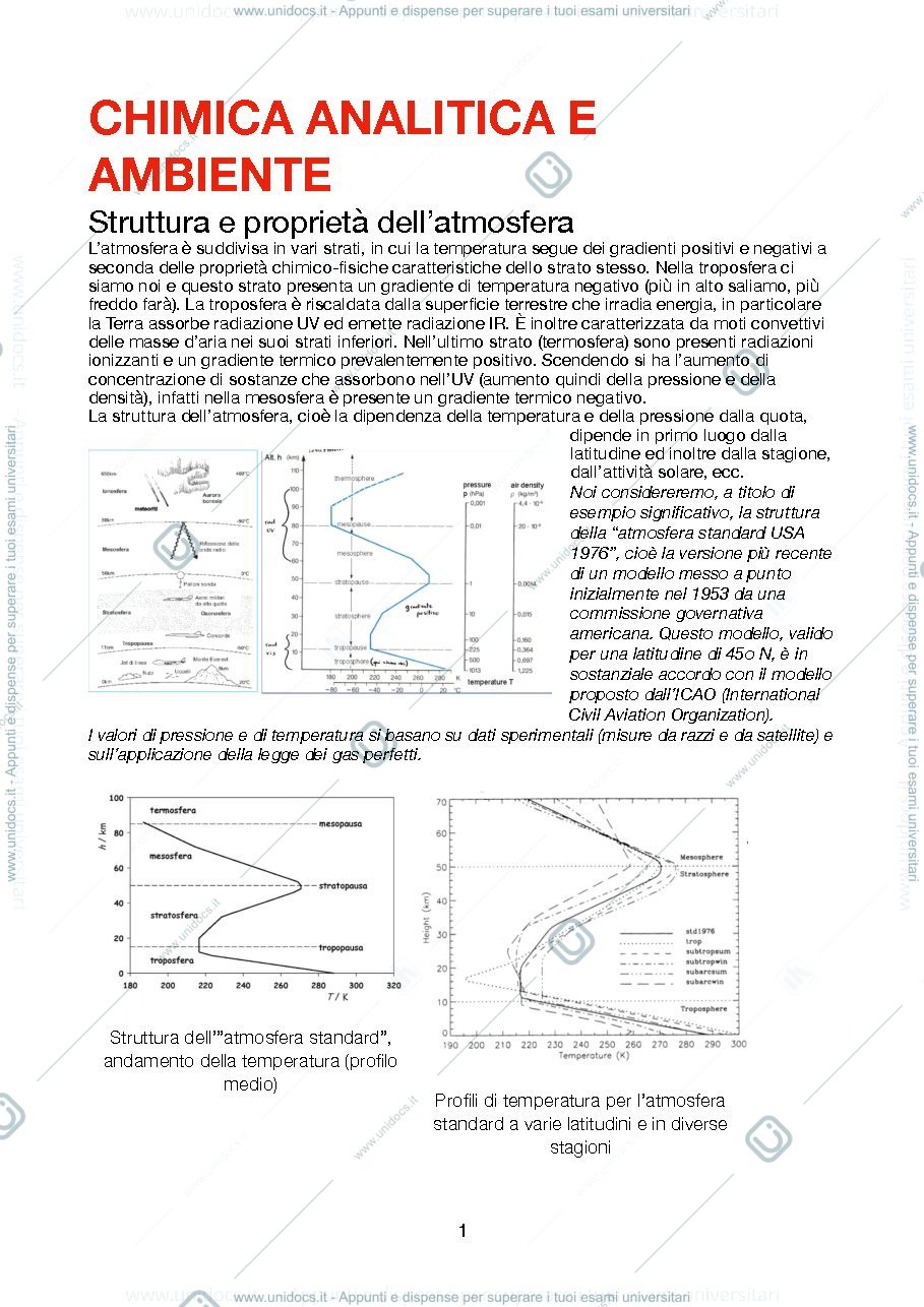 Anteprima pagina 1 — Appunti CHIMICA ANALITICA E AMBIENTE