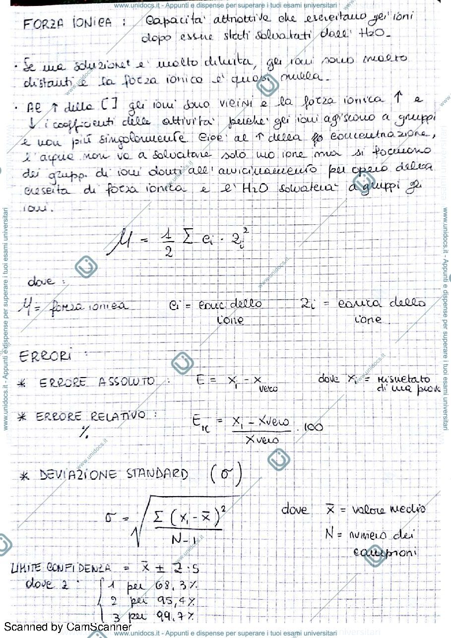 Anteprima pagina 1 — Appunti di chimica analitica