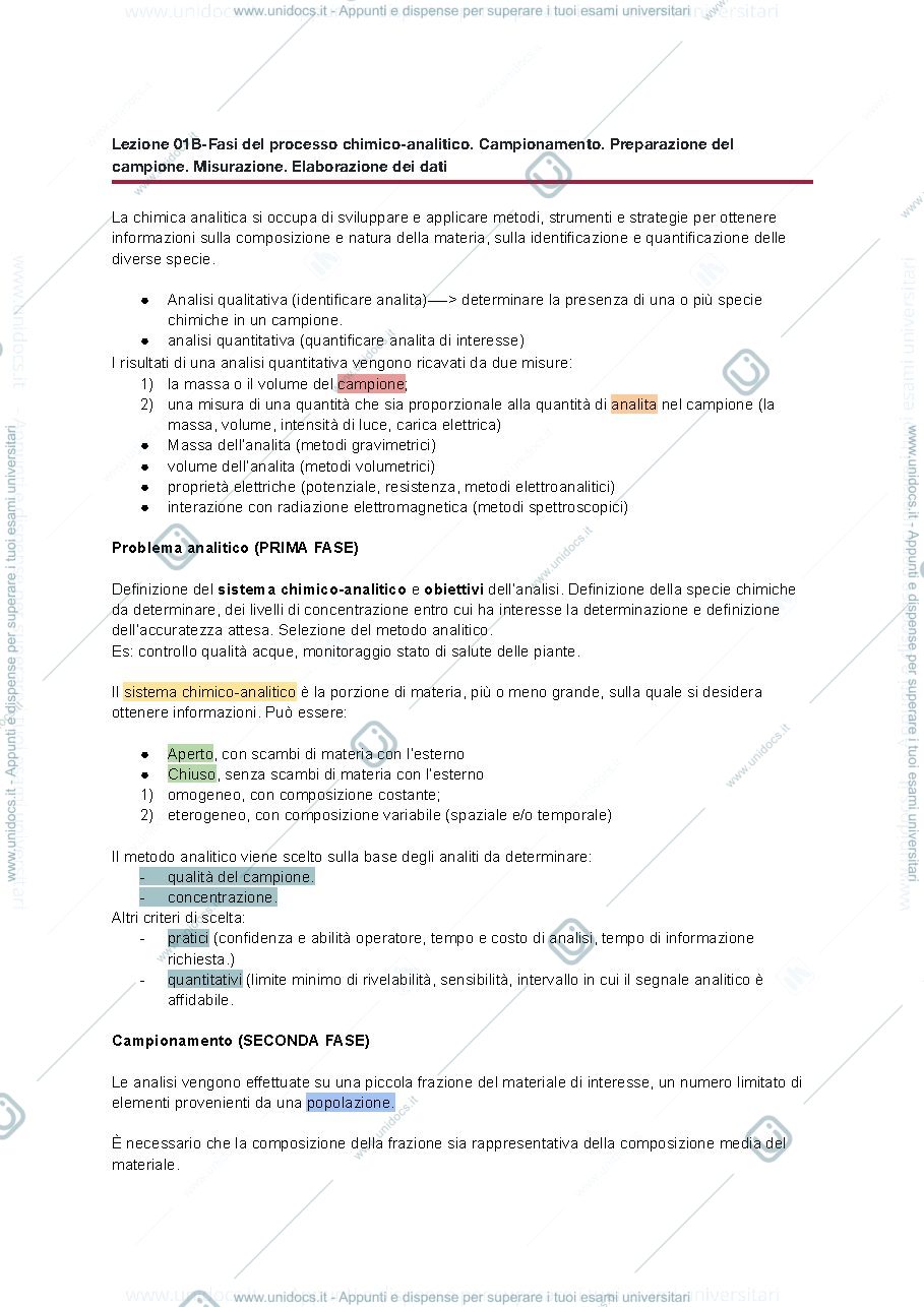 Anteprima pagina 2 — Riassunto chimica analitica 