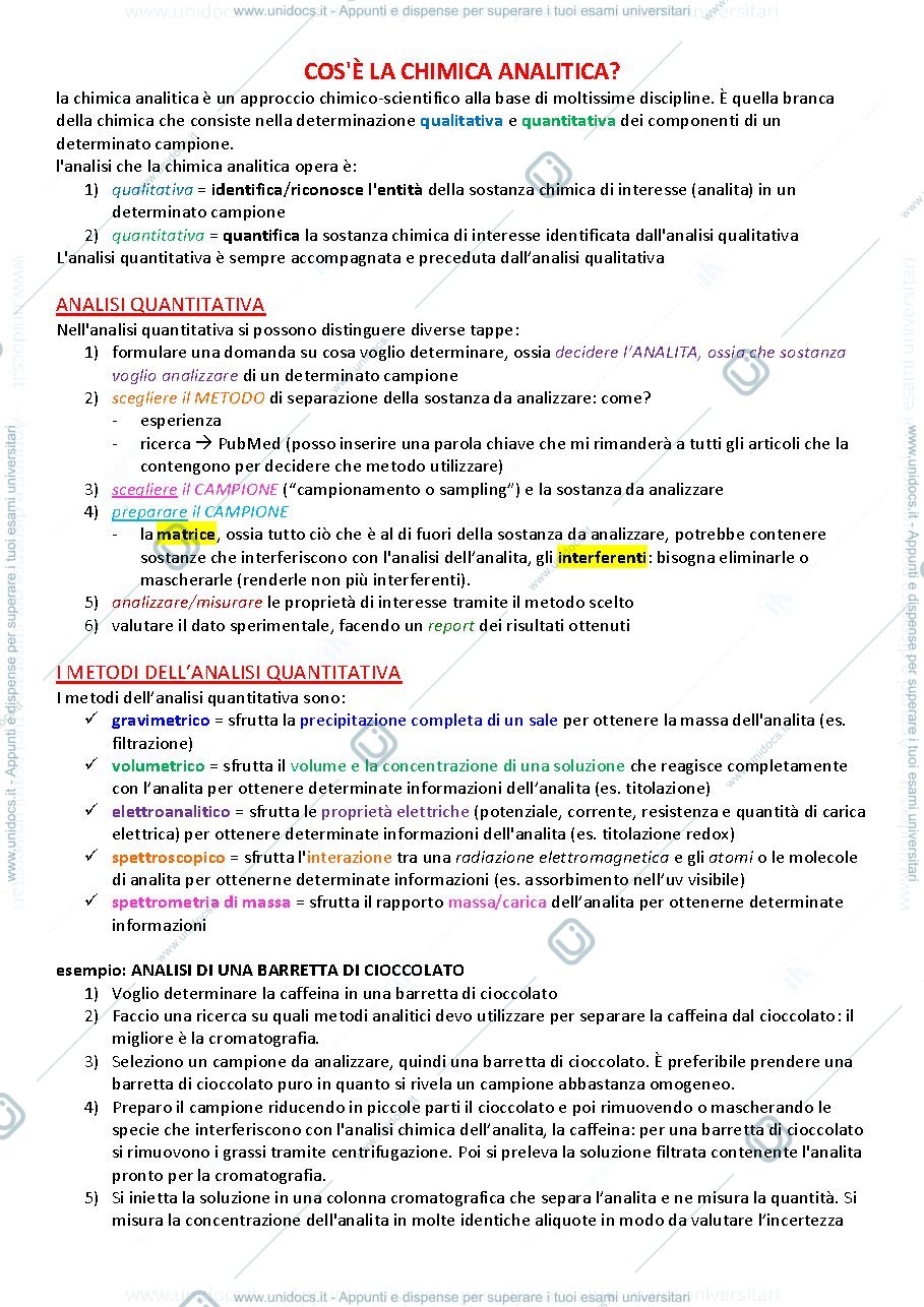 Anteprima pagina 1 — Chimica analitica 