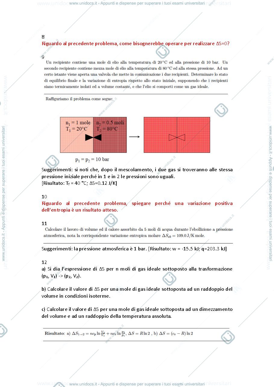 Anteprima pagina 3 — Esercizi di termodinamica e cinetica per il corso di Chimica fisica 1, prof. Scipioni