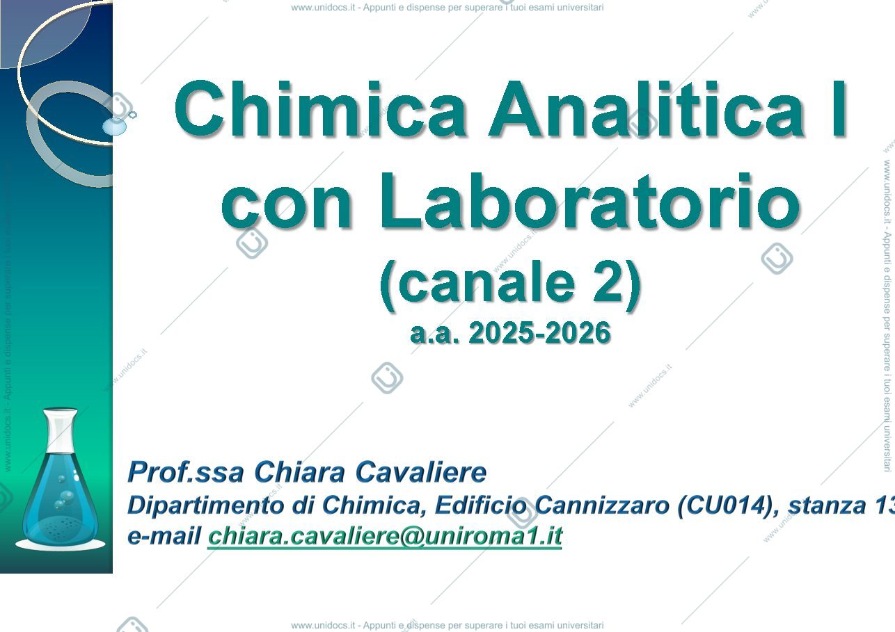 Anteprima pagina 1 — Dispense chimica analitica riassunte
