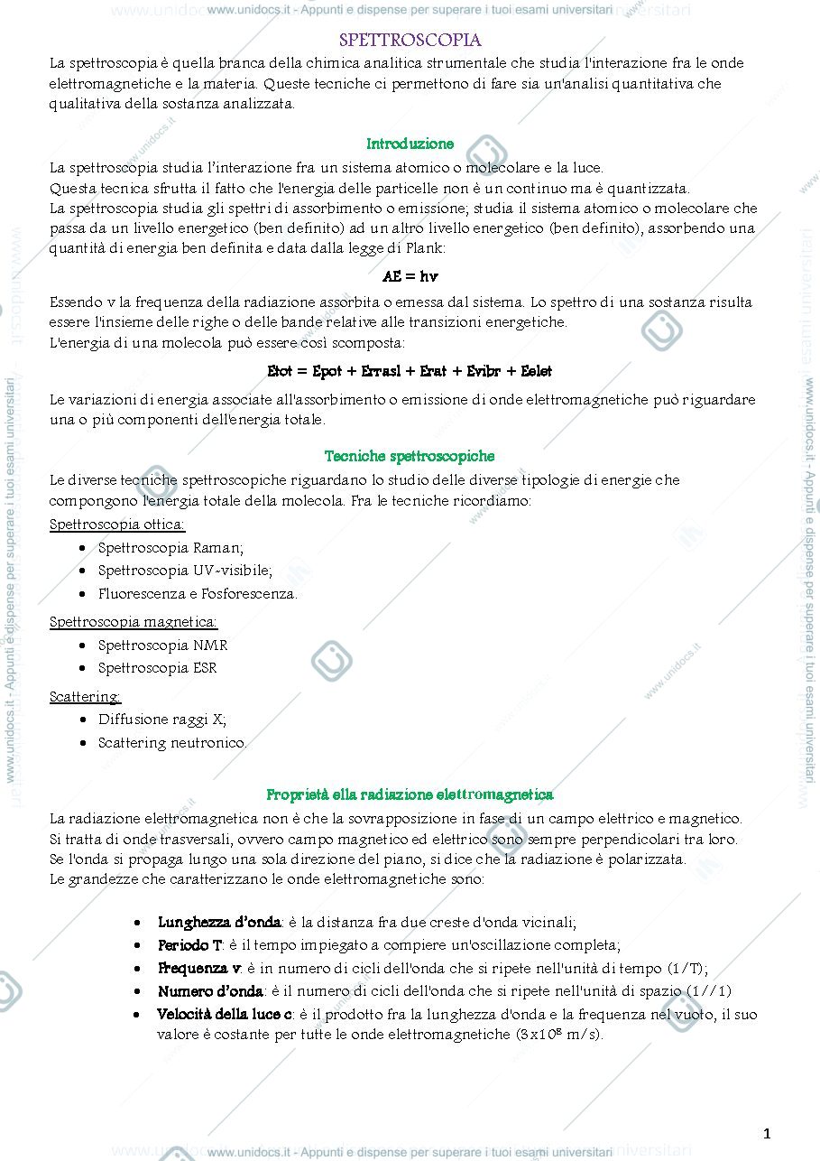 Anteprima pagina 1 — Chimica Analitica II modulo teorico