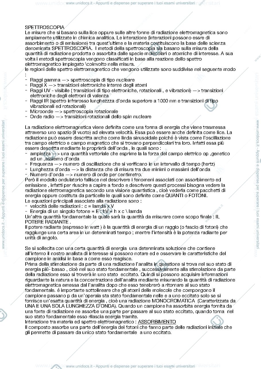 Anteprima pagina 1 — Riassunto spettroscopia 