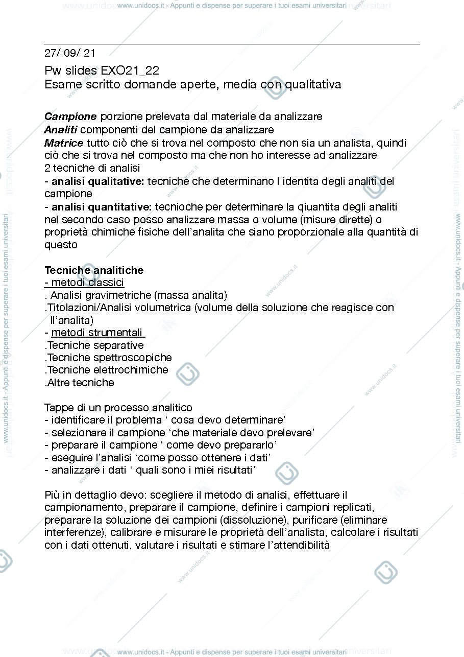 Anteprima pagina 1 — appunti di chimica analitica 