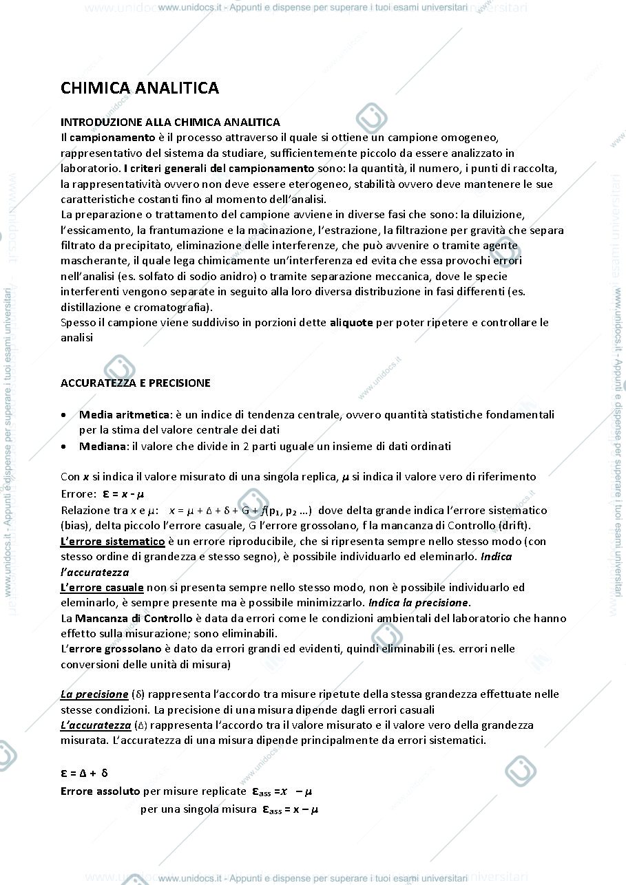Anteprima pagina 1 — Chimica Analitica 1