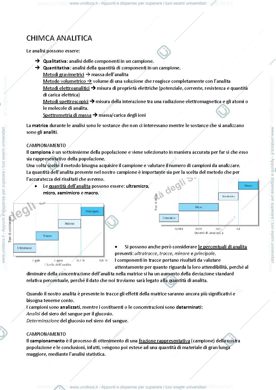 Anteprima pagina 1 — Appunti di chimica analitica 