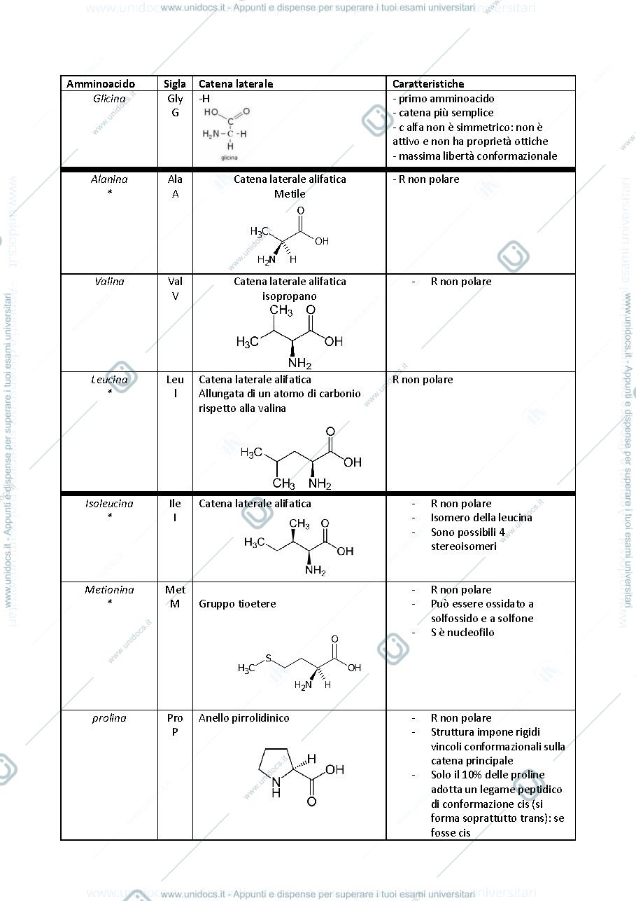 Anteprima pagina 1 — tabella amminoacidi 