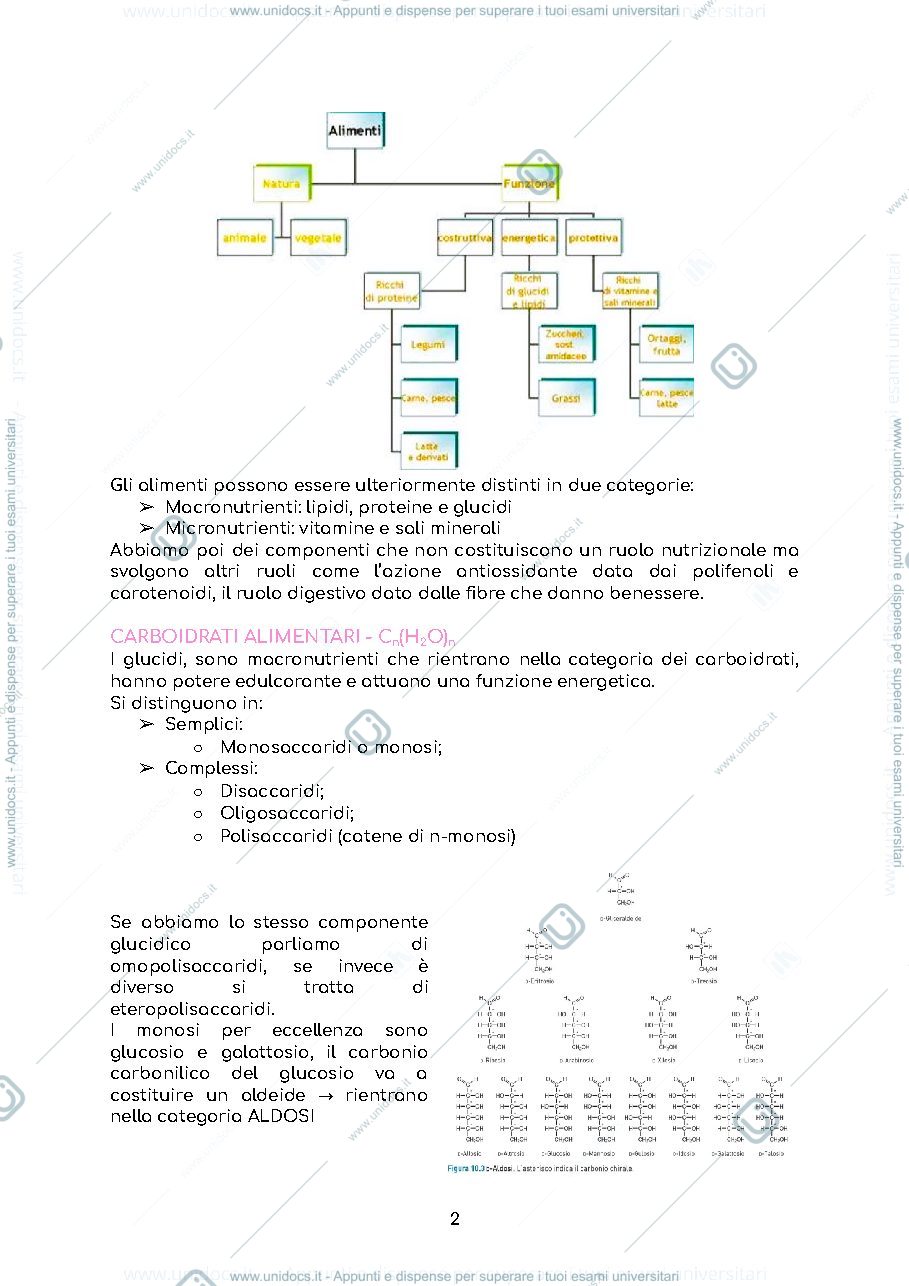 Anteprima pagina 2 — Appunti completi di chimica degli alimenti - Prof.ssa Bertazzo