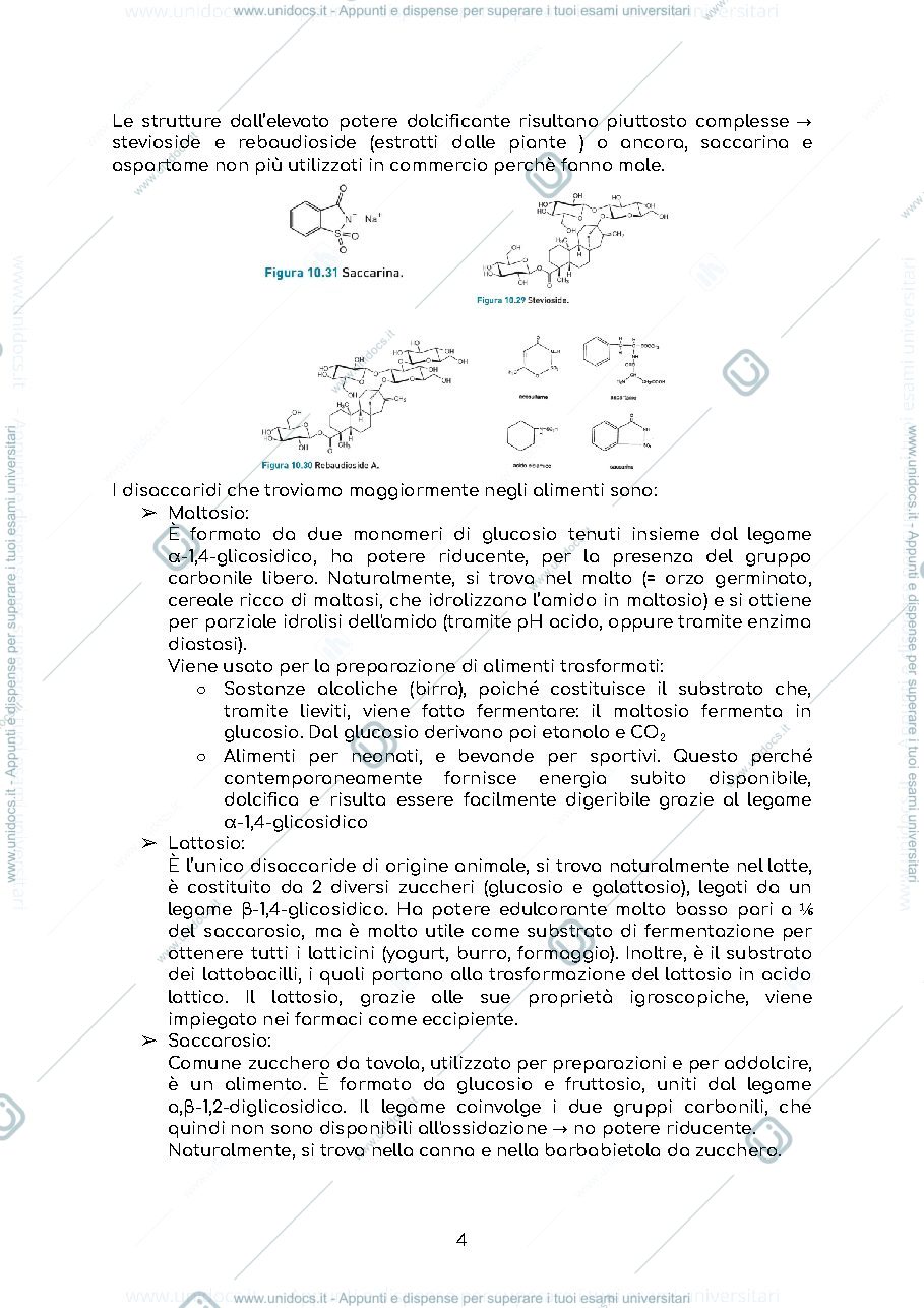 Anteprima pagina 4 — Appunti completi di chimica degli alimenti - Prof.ssa Bertazzo