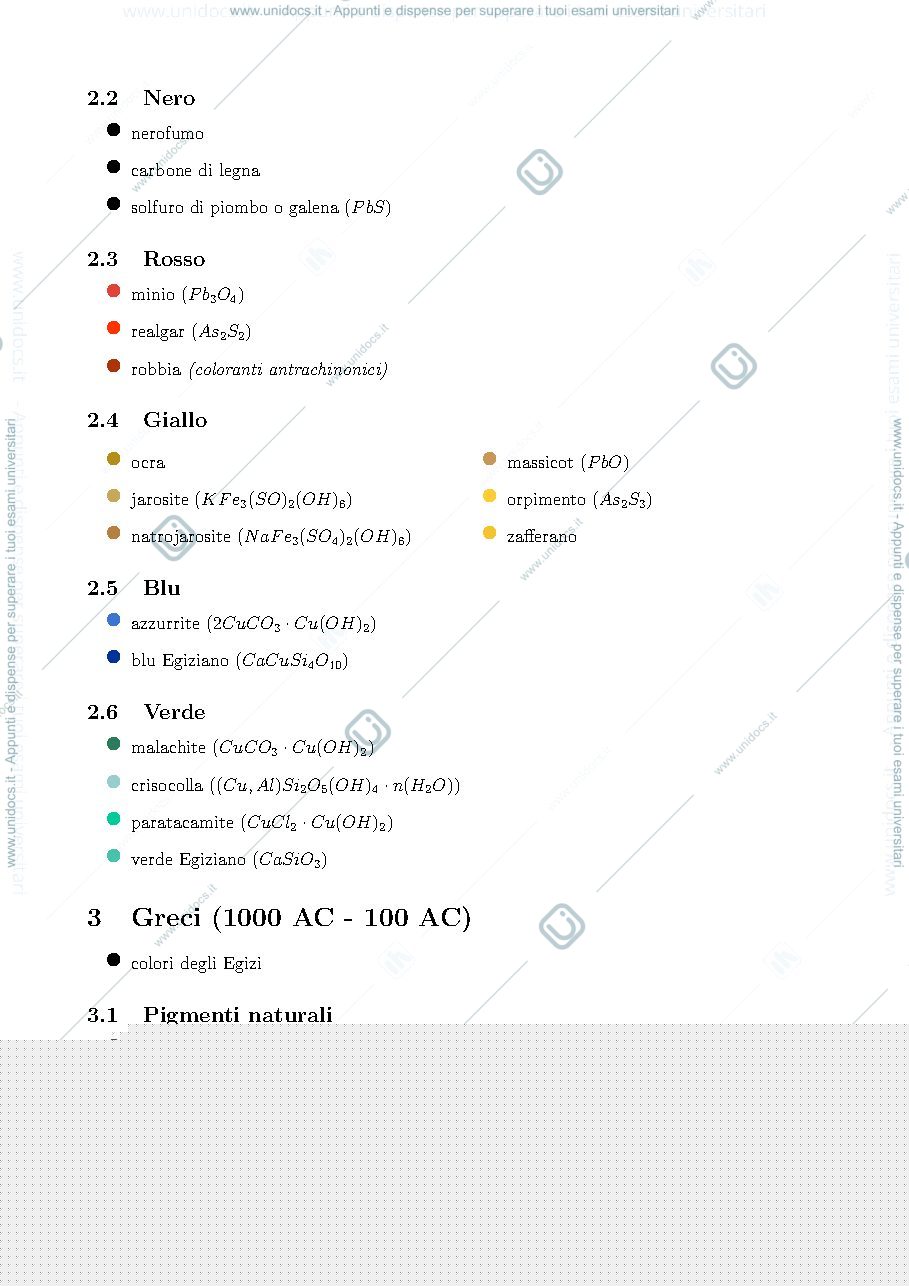 Anteprima pagina 2 — Lista pigmenti - Chimica dei Beni Culturali