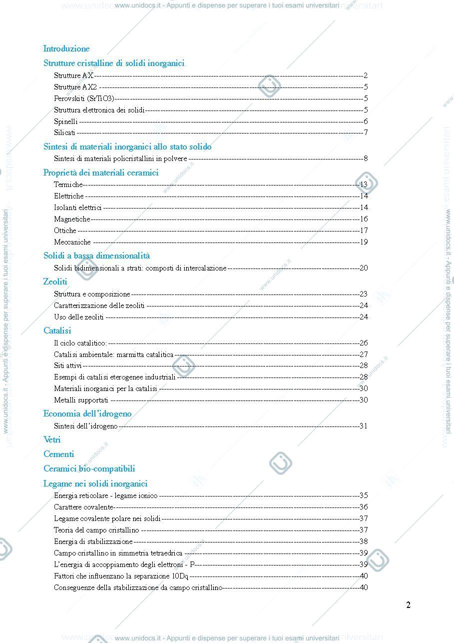 Anteprima pagina 2 — Riassunti di chimica dei materiali ceramici
