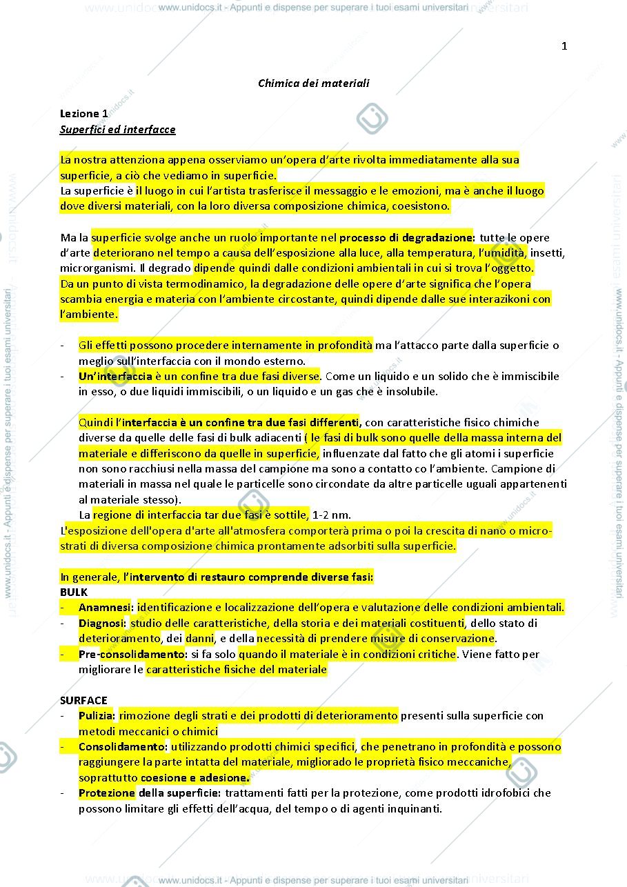 Anteprima pagina 1 — chimica dei materiali 