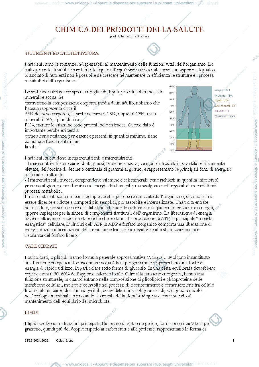 Anteprima pagina 1 — Chimica dei prodotti per la salute 1