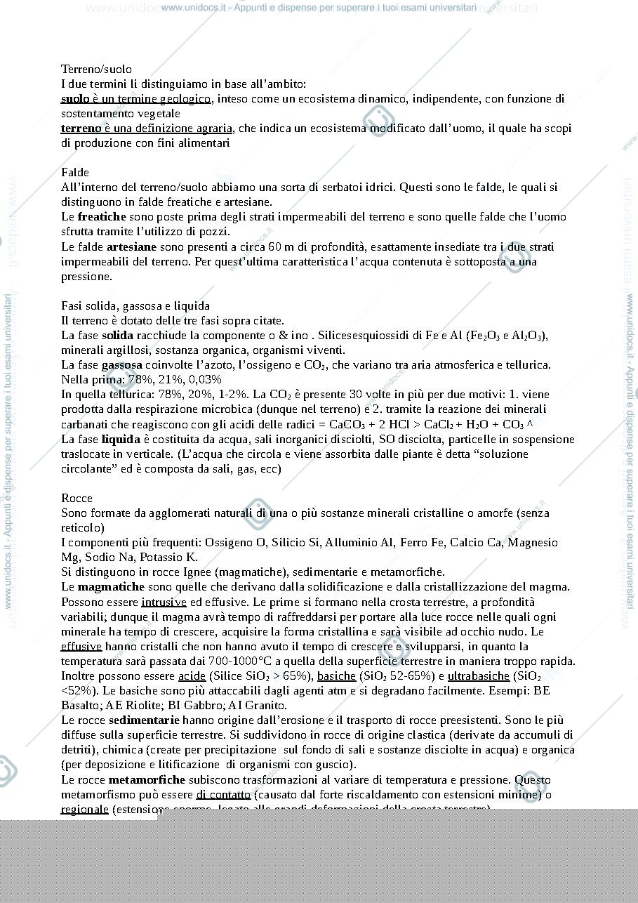 Anteprima pagina 1 — Riassunti Capitolo 1 - Chimica del Terreno
