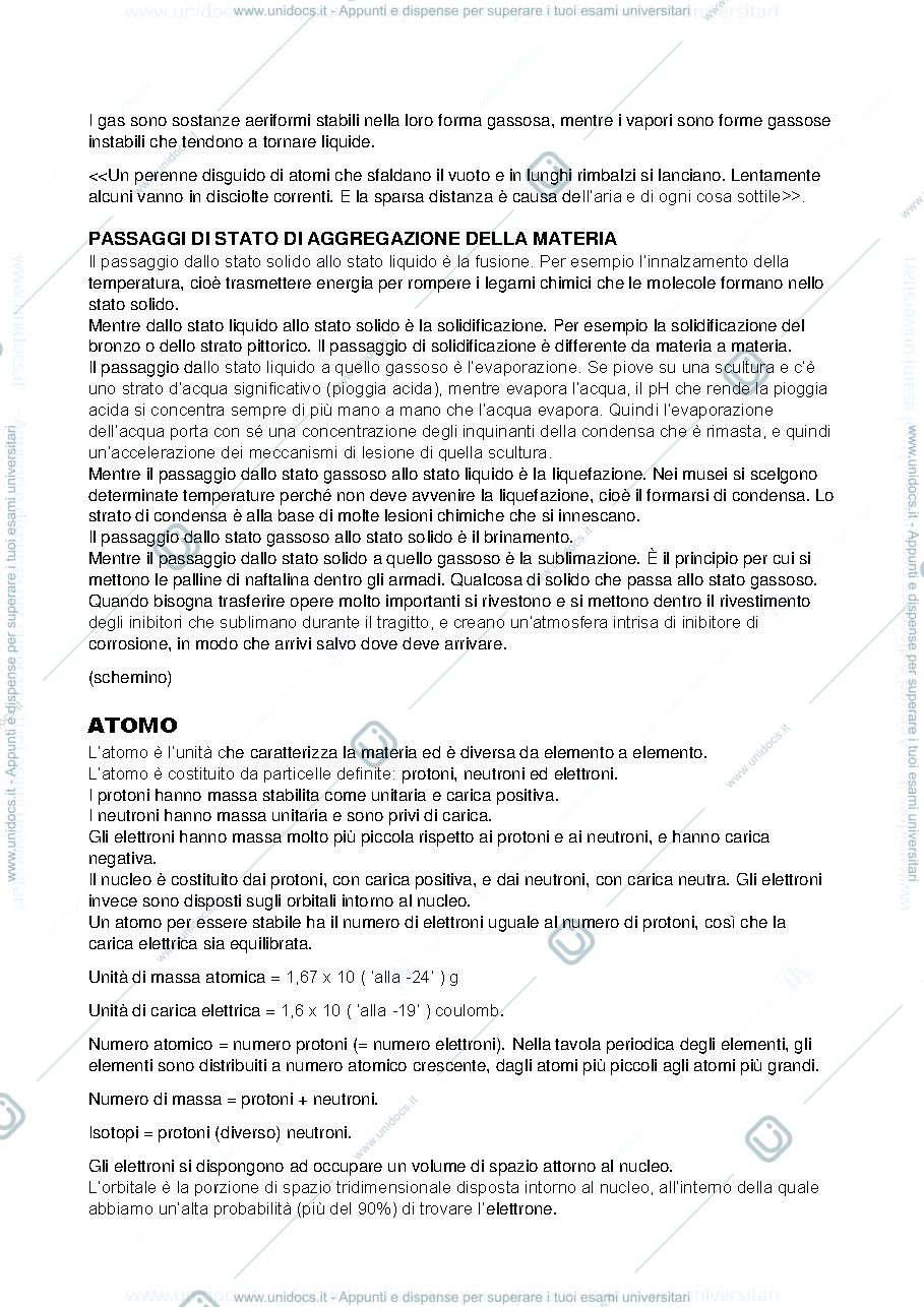 Anteprima pagina 2 — appunti delle lezioni di chimica dei beni culturali