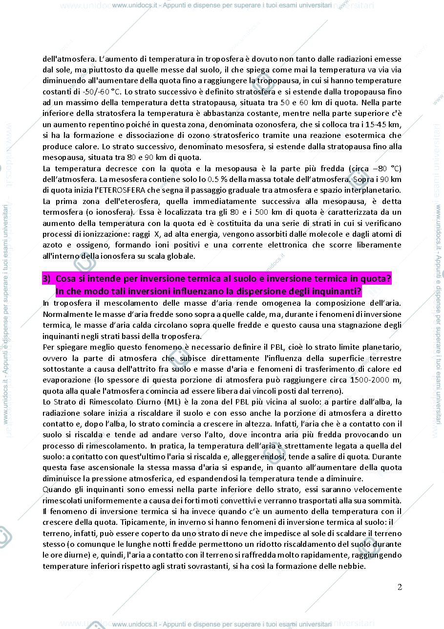 Anteprima pagina 2 — Domande e risposte chimica dell'ambiente