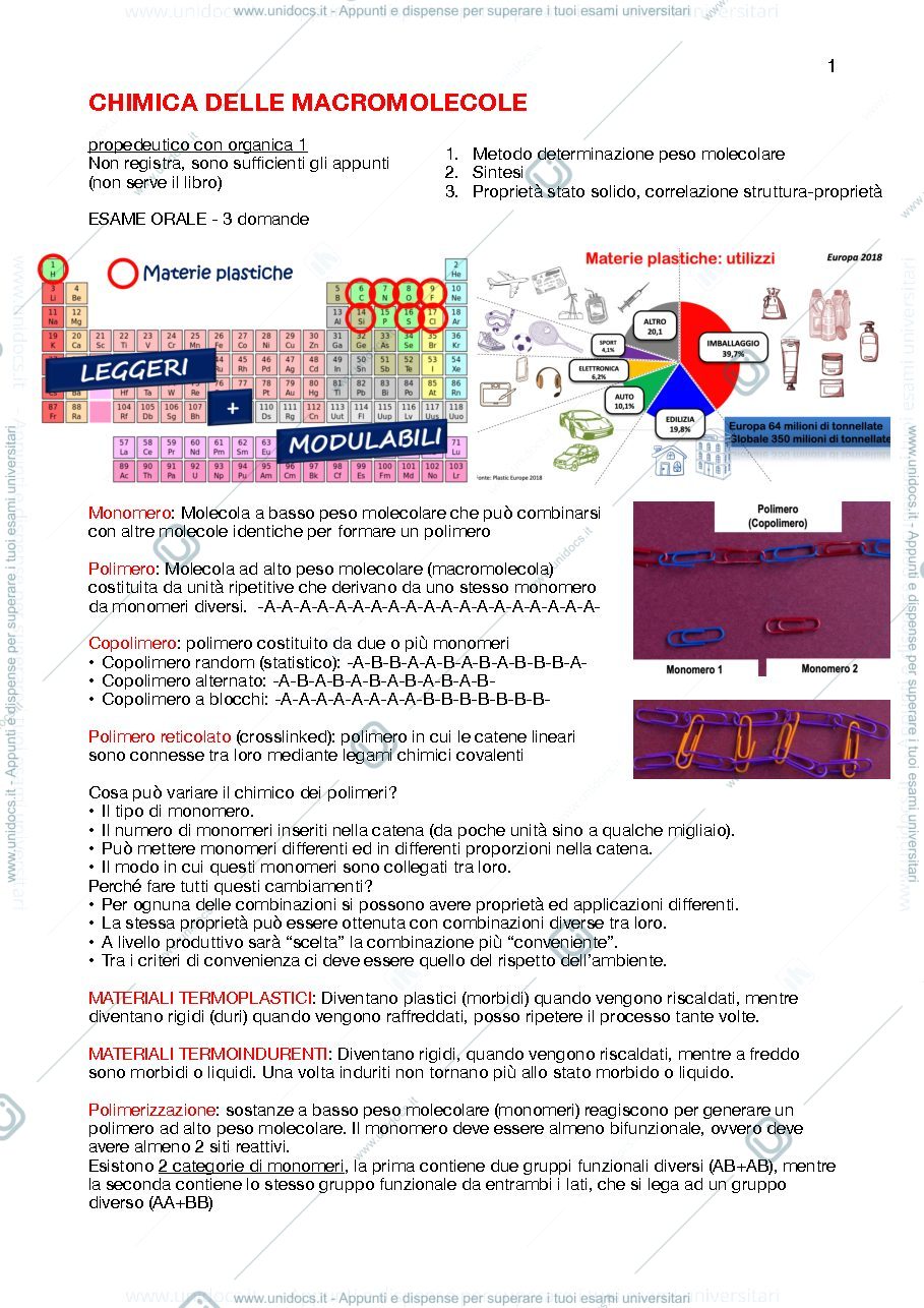 Anteprima pagina 1 — chimica delle macromolecole