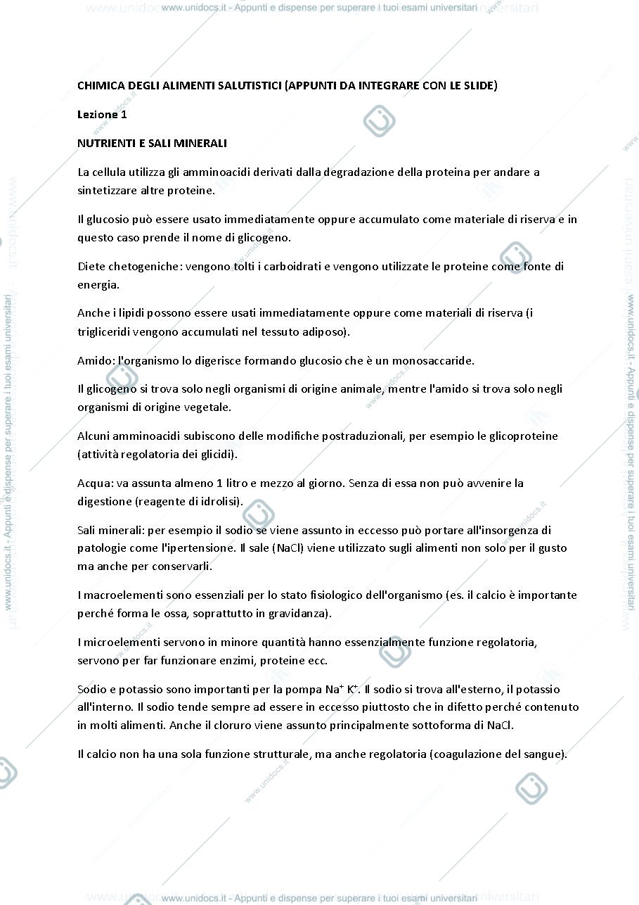 Anteprima pagina 1 — Chimica degli alimenti salutistici