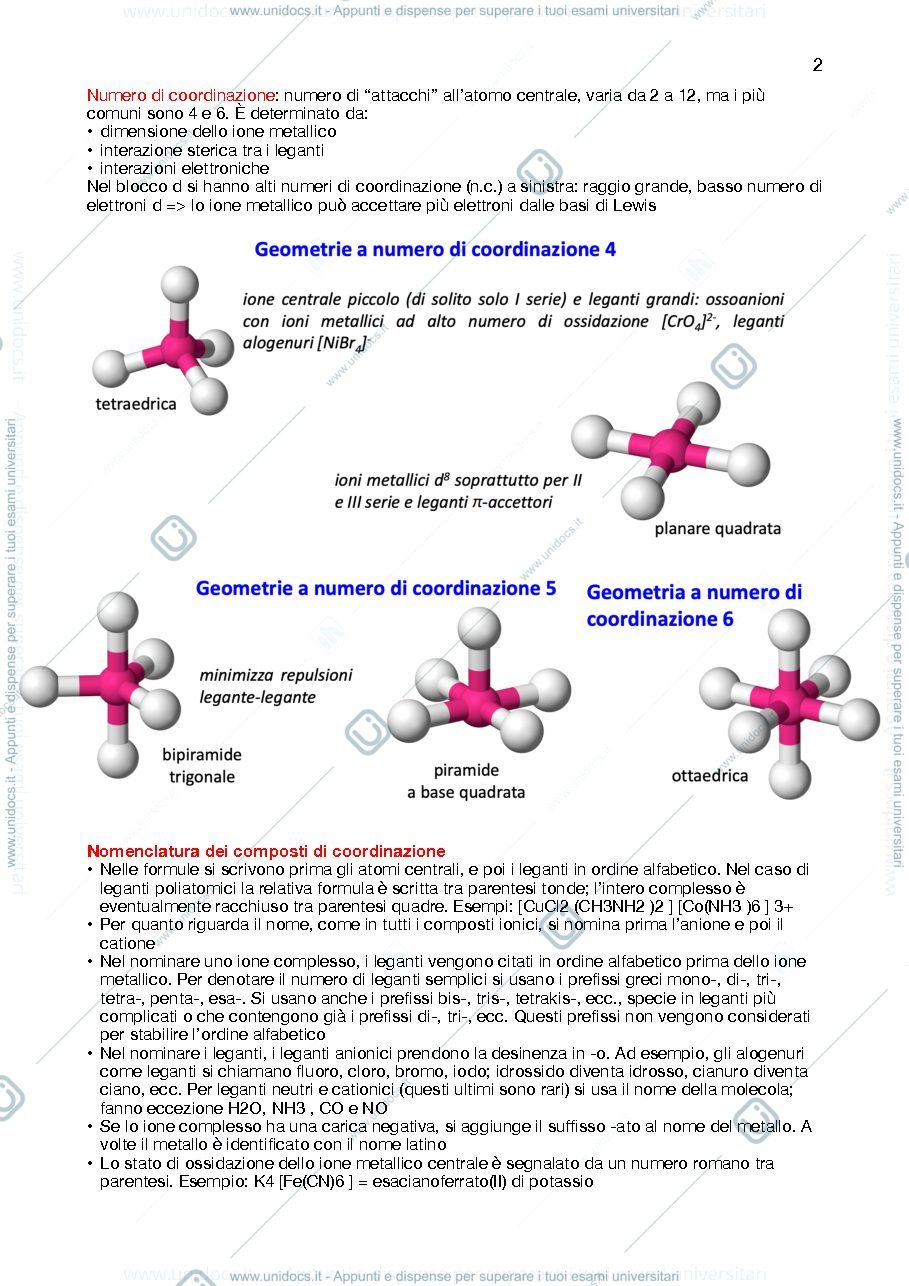 Anteprima pagina 2 — chimica di composti di coordinazione