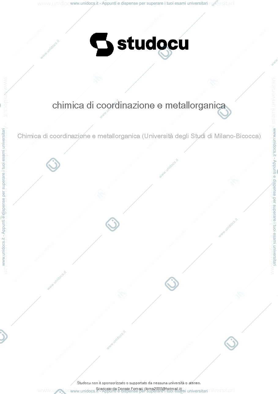 Anteprima pagina 1 — Chimica di Coordinazione e metallorganica