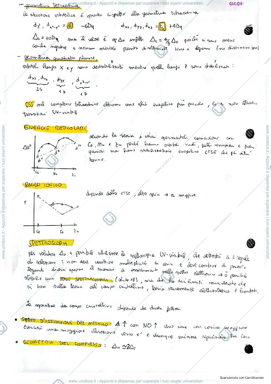 Anteprima pagina 2 — Appunti di chimica dei composti di coordinazione e metallorganica