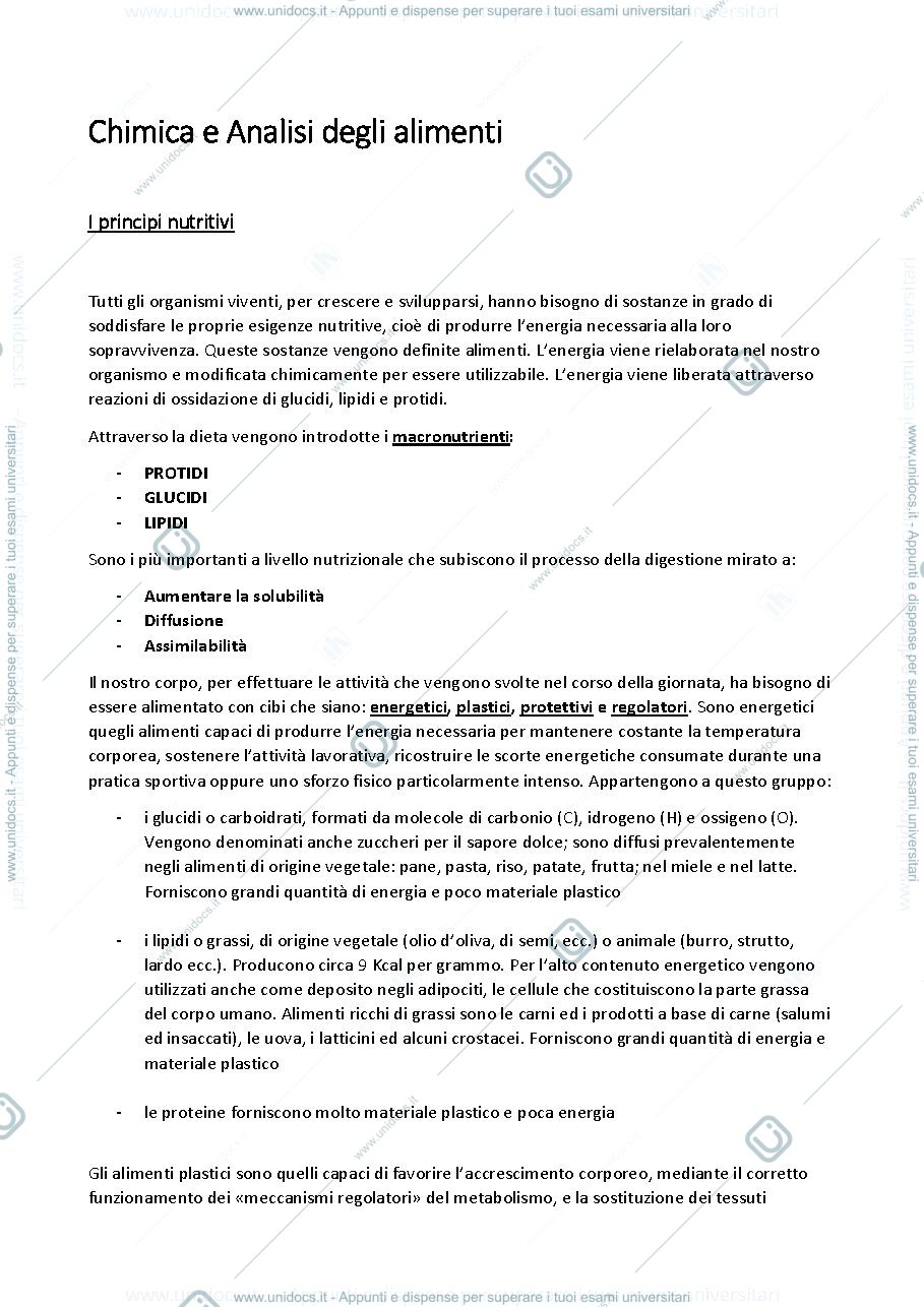 Anteprima pagina 1 — Chimica e analisi degli alimenti