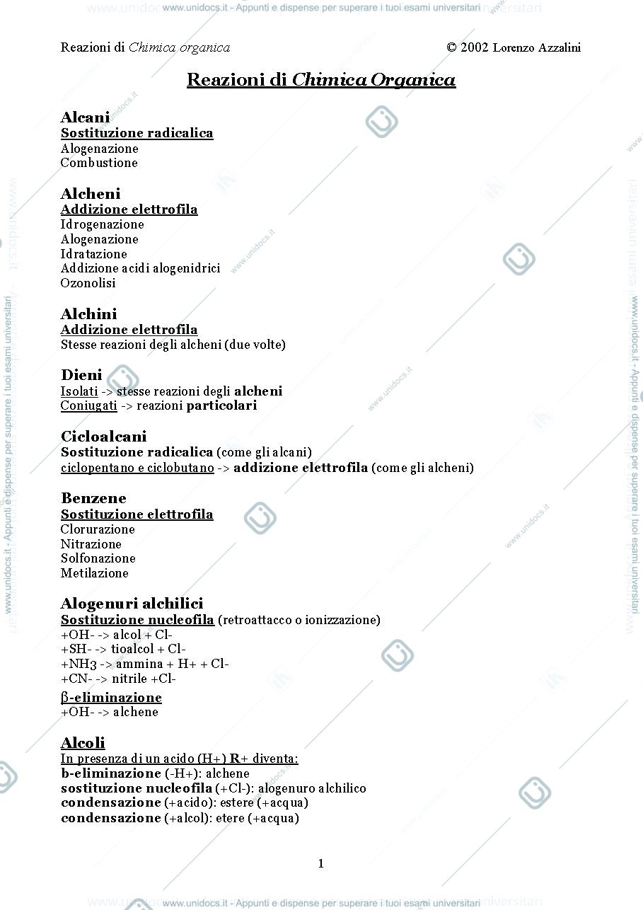 Anteprima pagina 1 — schema reazioni chimica organica
