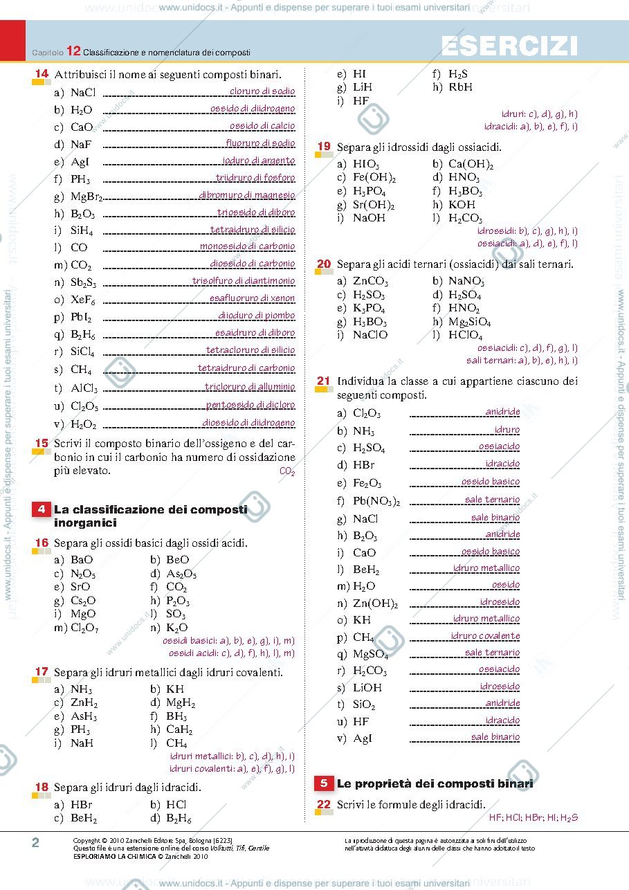 Anteprima pagina 2 — Esercizi nomenclatura
