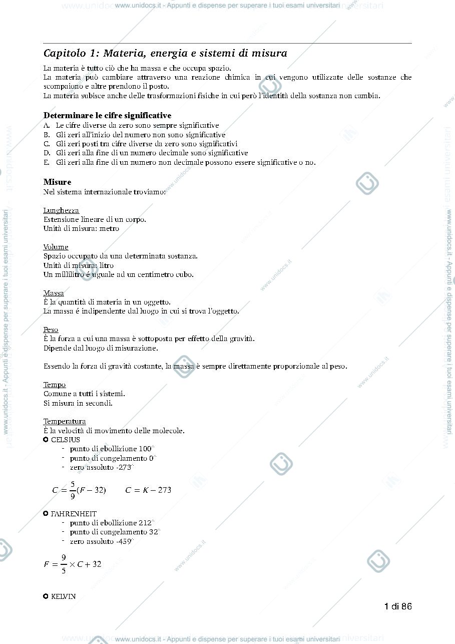 Anteprima pagina 1 — Chimica riassunto 