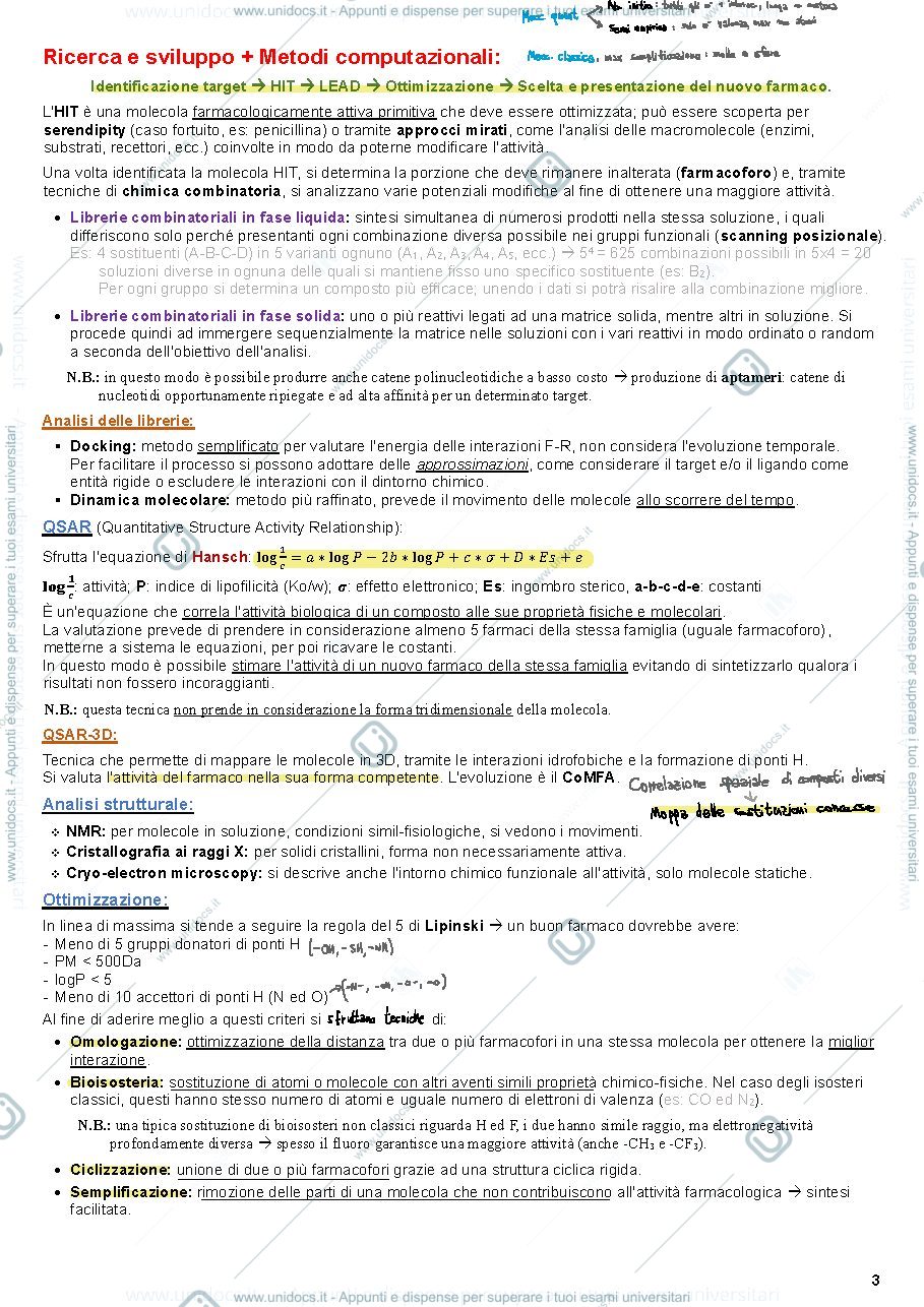 Anteprima pagina 3 — Riassunto di chimica farmaceutica 1