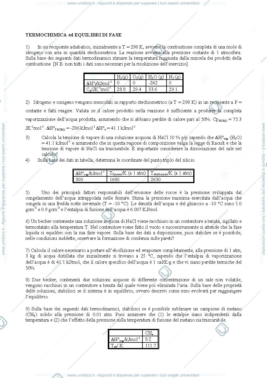 Anteprima pagina 1 — esercizi di termodinamica